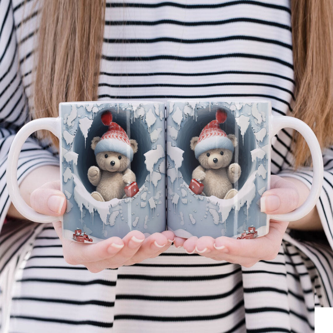 3D Papercut Christmas Mug Sublimation PNG Bundle | Winter Wonderland Coffee Cup Designs