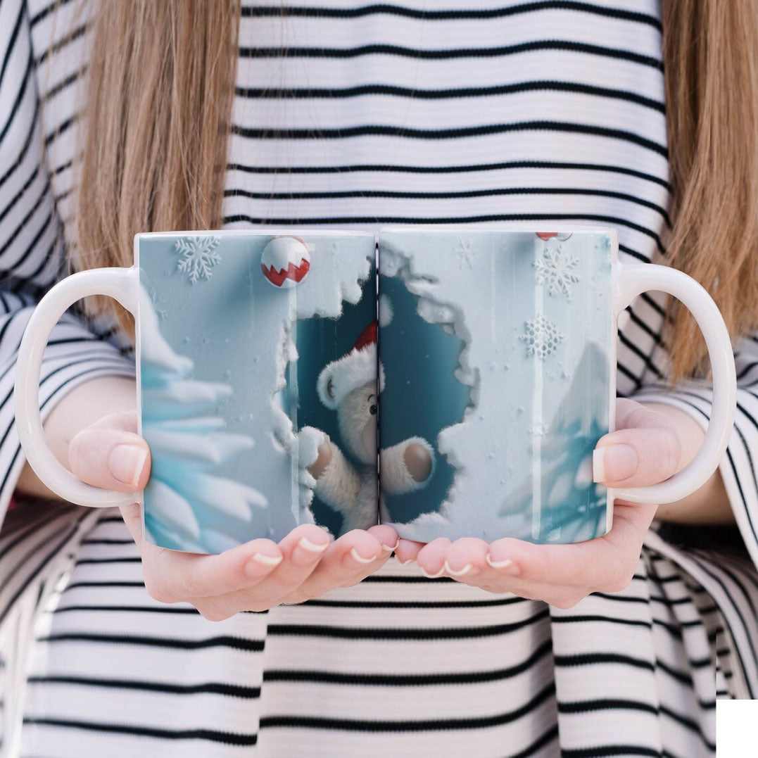 3D Papercut Christmas Mug Sublimation PNG Bundle | Winter Wonderland Coffee Cup Designs