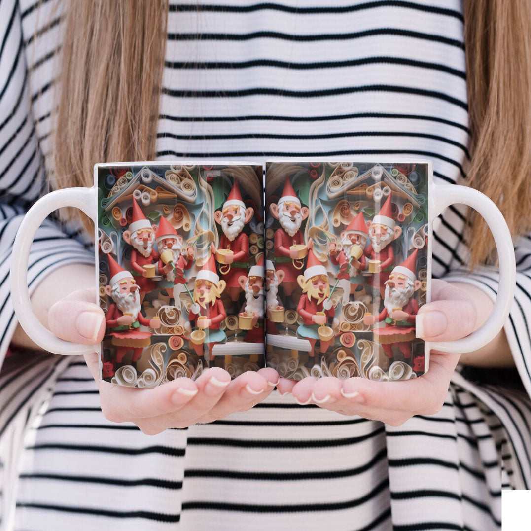3D Papercut Christmas Mug Sublimation PNG Bundle | Winter Wonderland Coffee Cup Designs