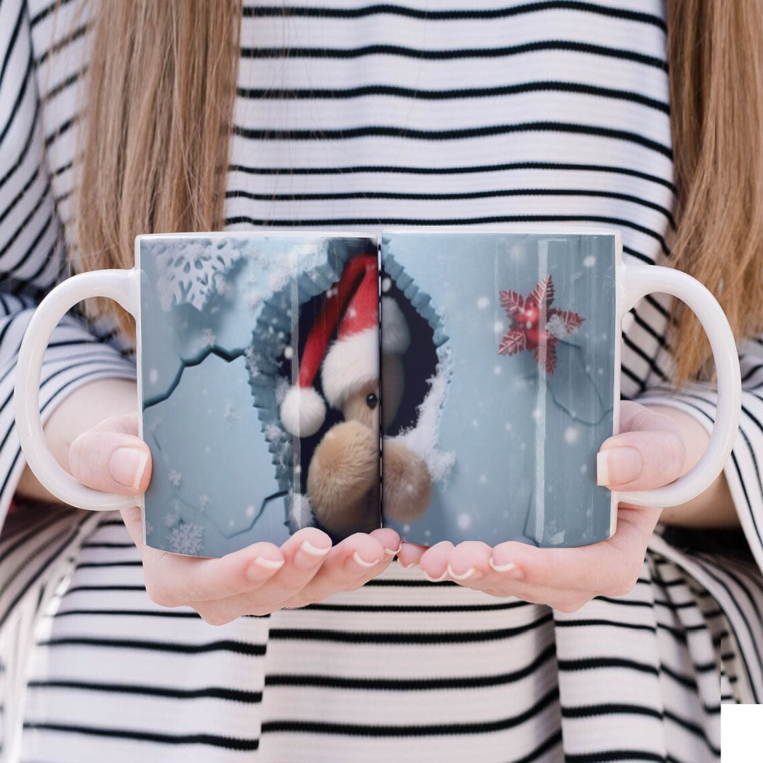 3D Papercut Christmas Mug Sublimation PNG Bundle | Winter Wonderland Coffee Cup Designs