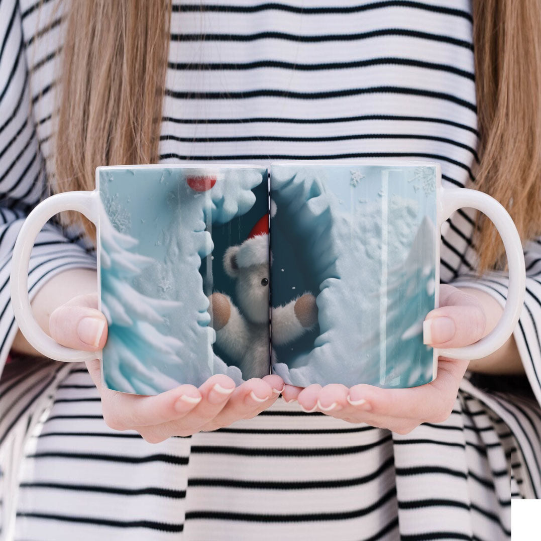 3D Papercut Christmas Mug Sublimation PNG Bundle | Winter Wonderland Coffee Cup Designs