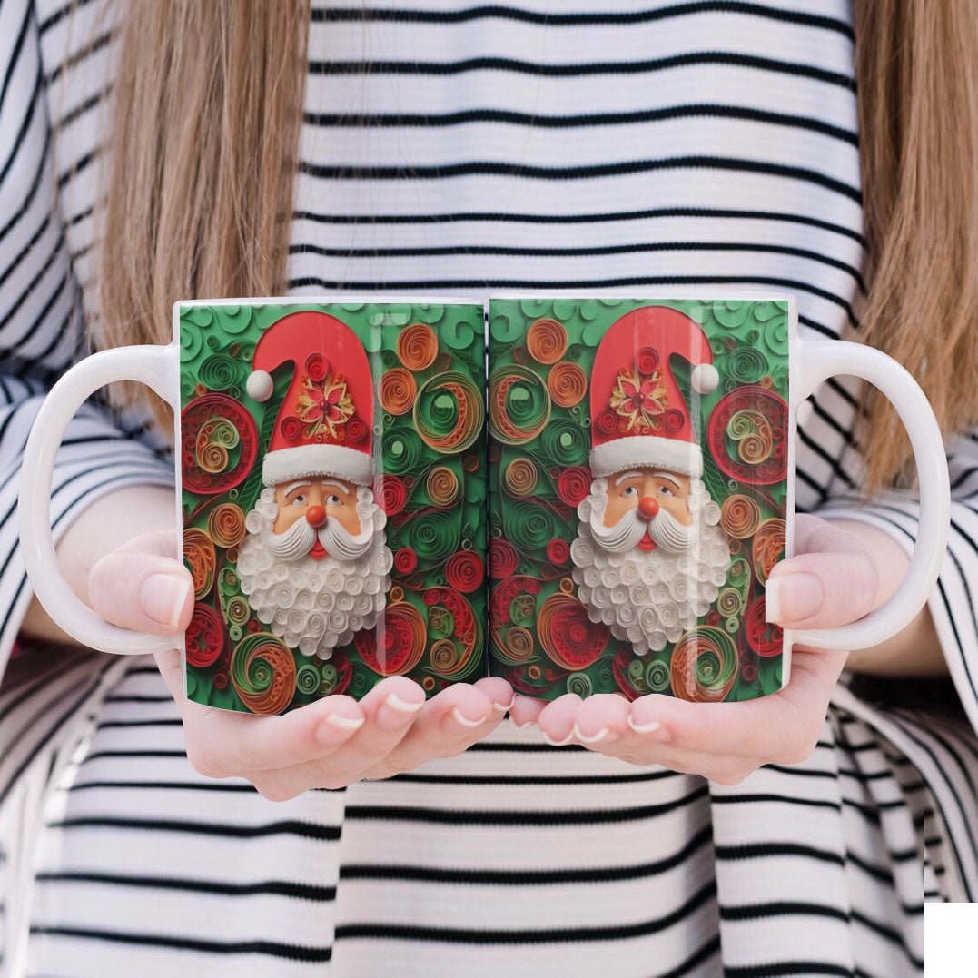 3D Papercut Christmas Mug Sublimation PNG Bundle | Winter Wonderland Coffee Cup Designs