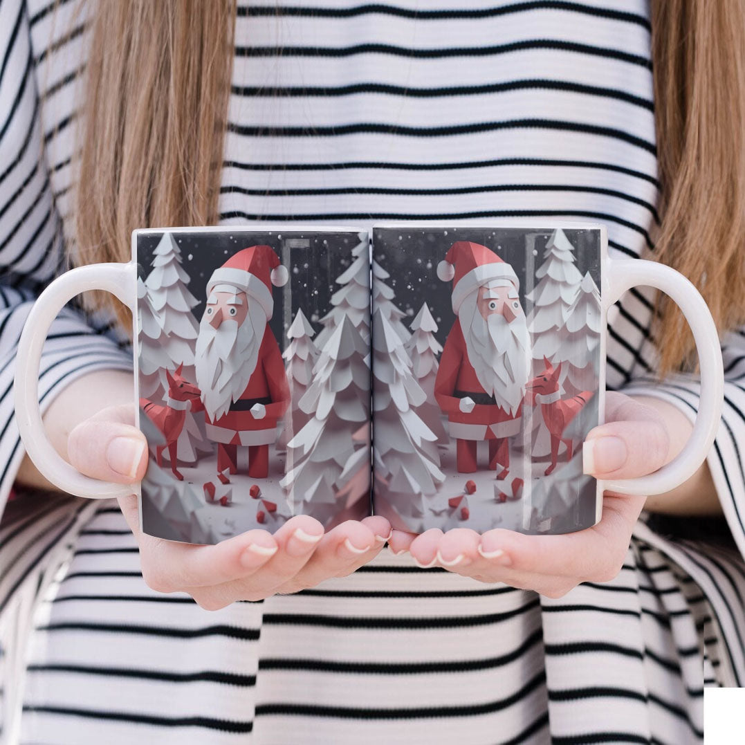 3D Papercut Christmas Mug Sublimation PNG Bundle | Winter Wonderland Coffee Cup Designs