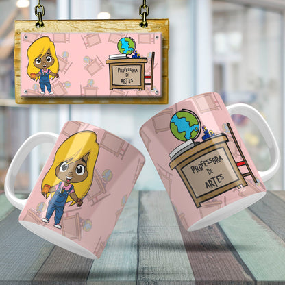 Cute Female Teacher Sublimation PNG Bundle | Mug Wrap Design
