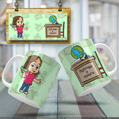 Cute Female Teacher Sublimation PNG Bundle | Mug Wrap Design