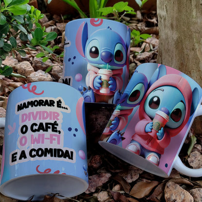 Stitch Valentine’s Day Mug PNG Bundle | Cute Love Cartoon Designs | Editable Designs