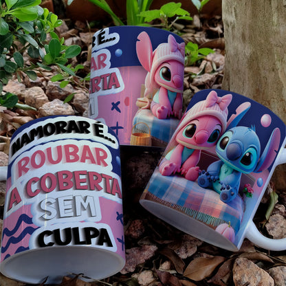 Stitch Valentine’s Day Mug PNG Bundle | Cute Love Cartoon Designs | Editable Designs