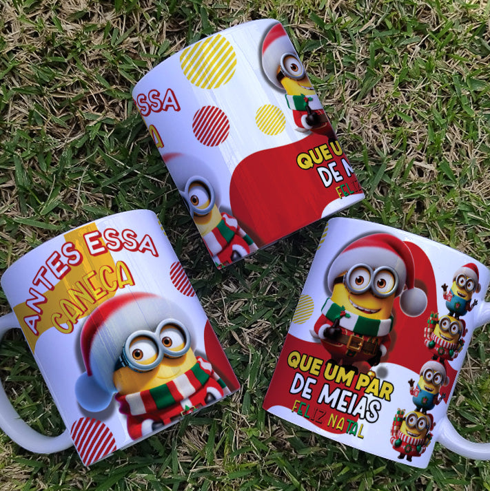 Funny Christmas Mug Sublimation PNG | Minion Style Holiday Mug Wrap