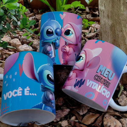Stitch Valentine’s Day Mug PNG Bundle | Cute Love Cartoon Designs | Editable Designs