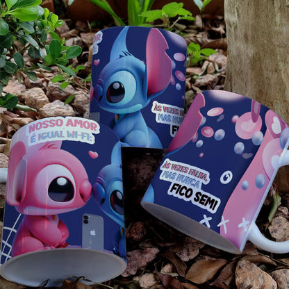 Stitch Valentine’s Day Mug PNG Bundle | Cute Love Cartoon Designs | Editable Designs