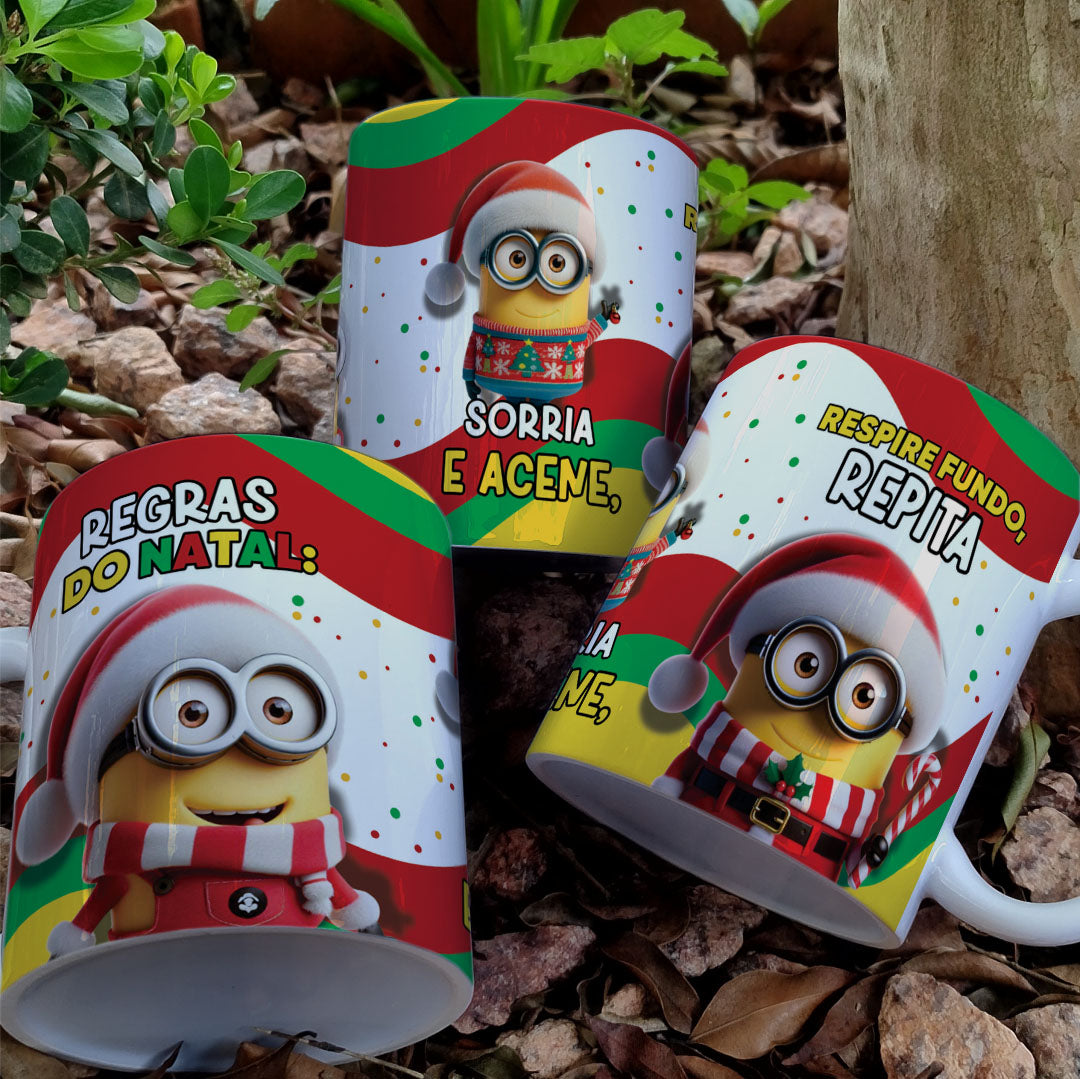 Funny Christmas Mug Sublimation PNG | Minion Style Holiday Mug Wrap