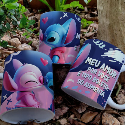 Stitch Valentine’s Day Mug PNG Bundle | Cute Love Cartoon Designs | Editable Designs