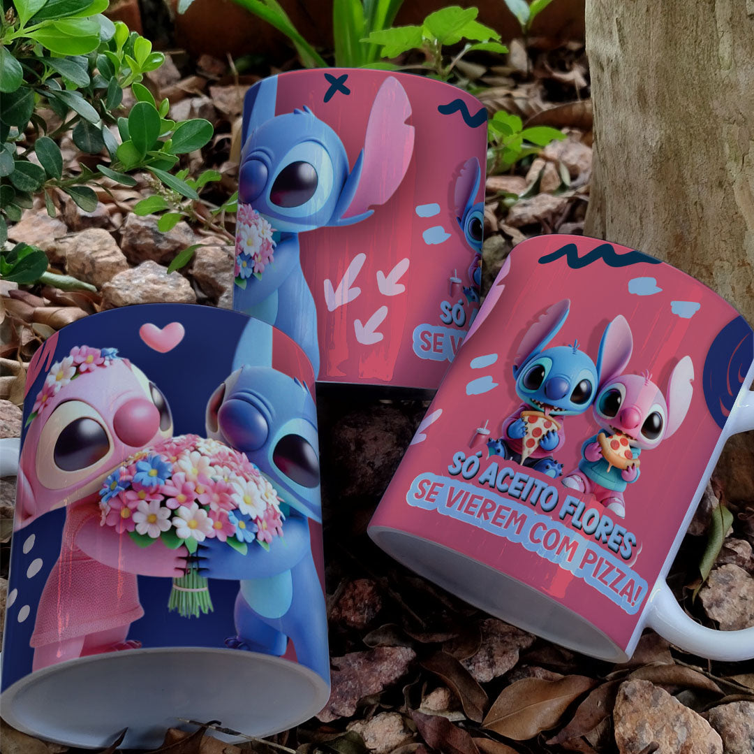 Stitch Valentine’s Day Mug PNG Bundle | Cute Love Cartoon Designs | Editable Designs