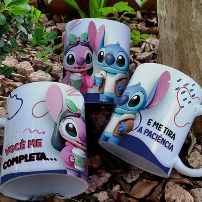 Stitch Valentine’s Day Mug PNG Bundle | Cute Love Cartoon Designs | Editable Designs