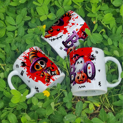 Cute Voodoo Doll Mug Sublimation PNG Bundle | Halloween Creepy Doll Mug Wrap 11oz 15oz Template