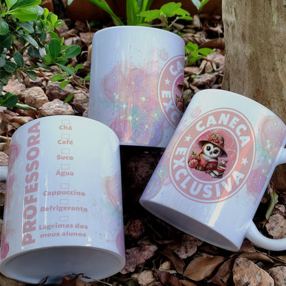 Funny Teacher Mug Wrap Sublimation PNG Bundle | Coffee Shop Style Wise Owl Mug PNG