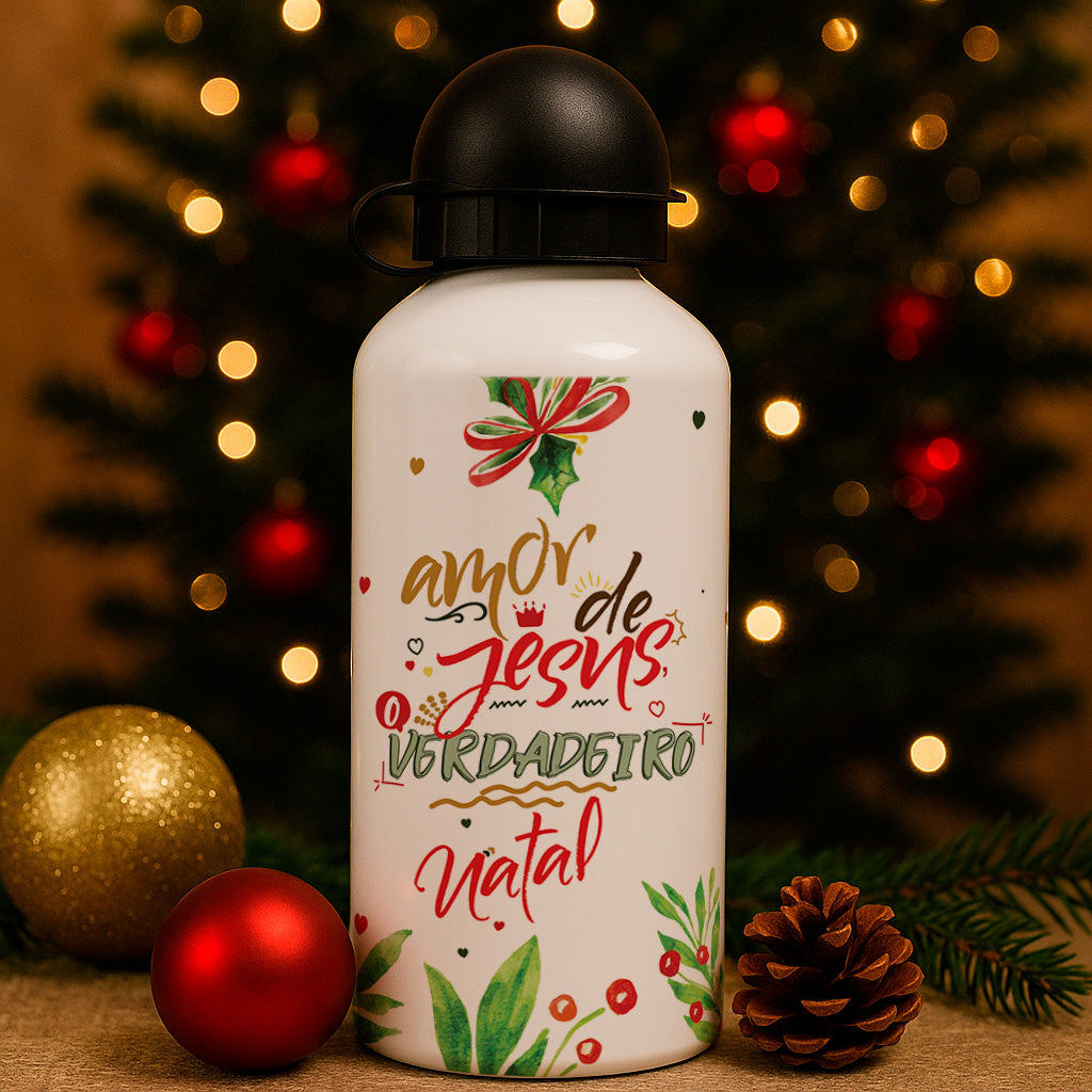 Christmas Squeeze Bottle Sublimation Design | Gold & Red Xmas Bottle Sublimation Wrap