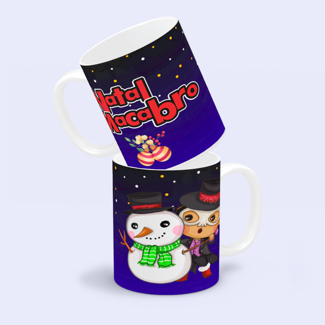 Cute Horror Christmas Mug Sublimation PNG Bundle | Chibi Horror Villains Natal Macabro Coffee Cup Design