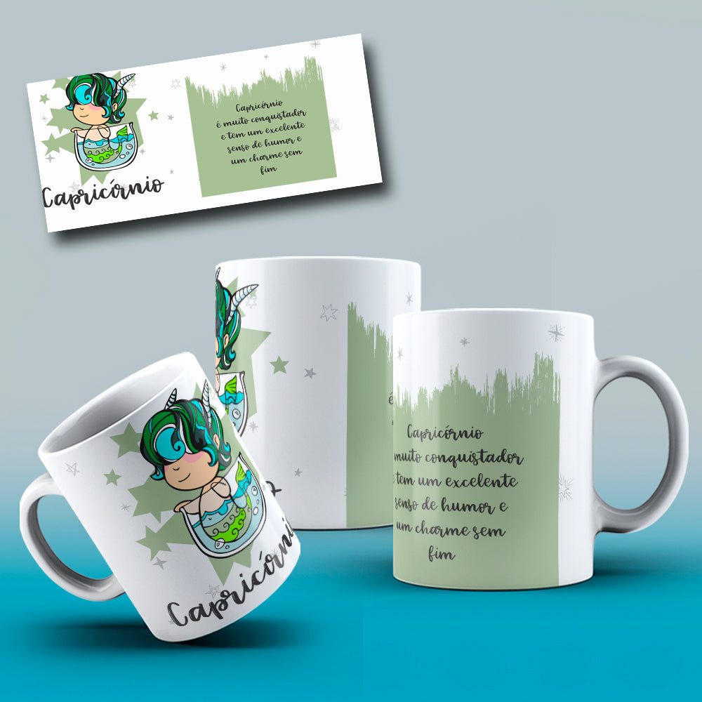 Cute Zodiac Mug Sublimation PNG Bundle | Astrology Signs Coffee Cup Wrap