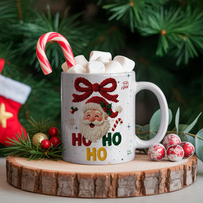 Knitted Christmas Mug Sublimation PNG Bundle | Cozy Holiday Mug Wrap Designs