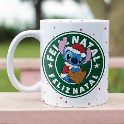 Christmas Coffee Logo Mug Sublimation Design | Cute Blue Alien Holiday Mug Wrap PNG
