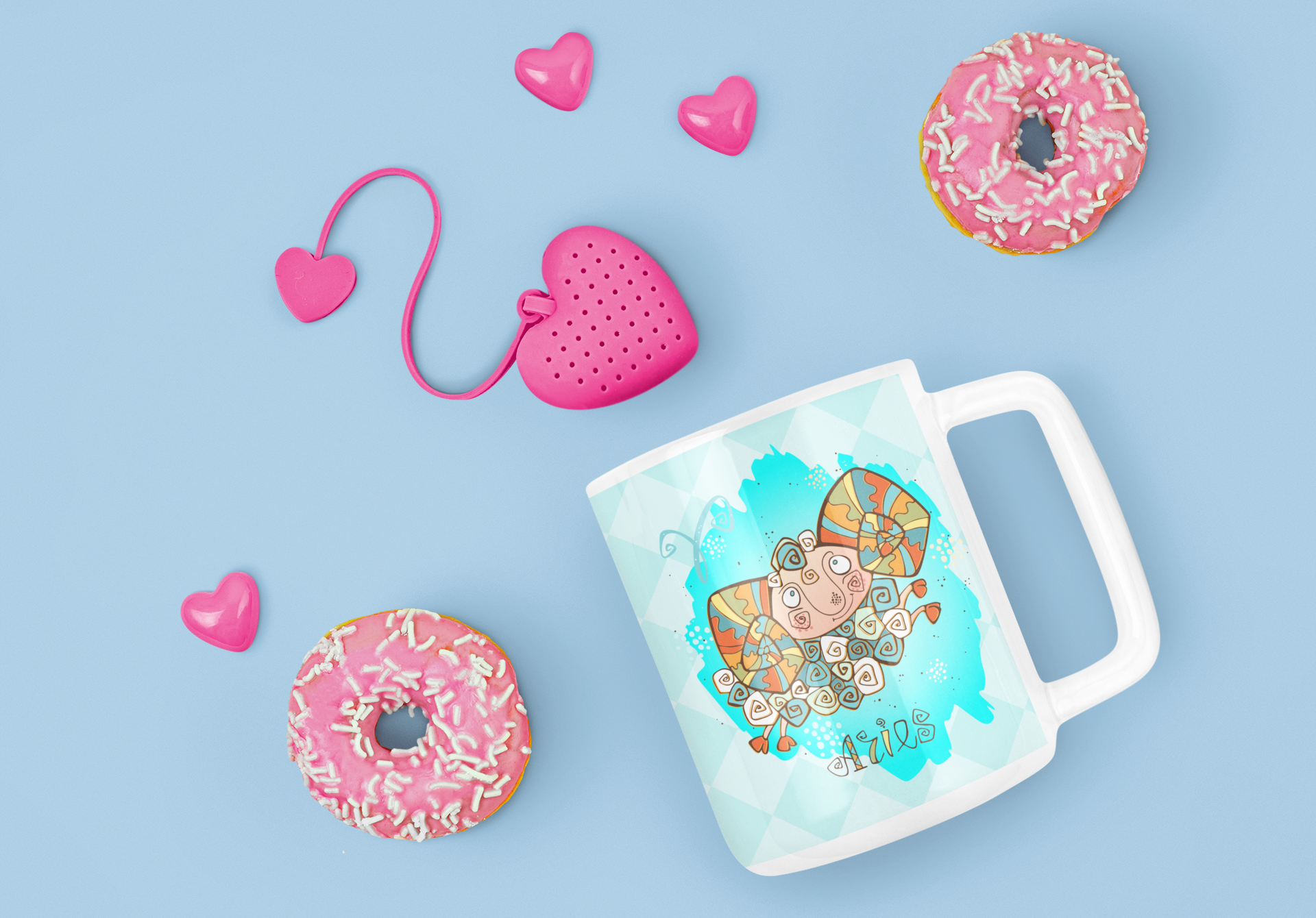 Cute Doodle Zodiac Mug Sublimation PNG Bundle | Whimsical Astrology Coffee Cup Wrap