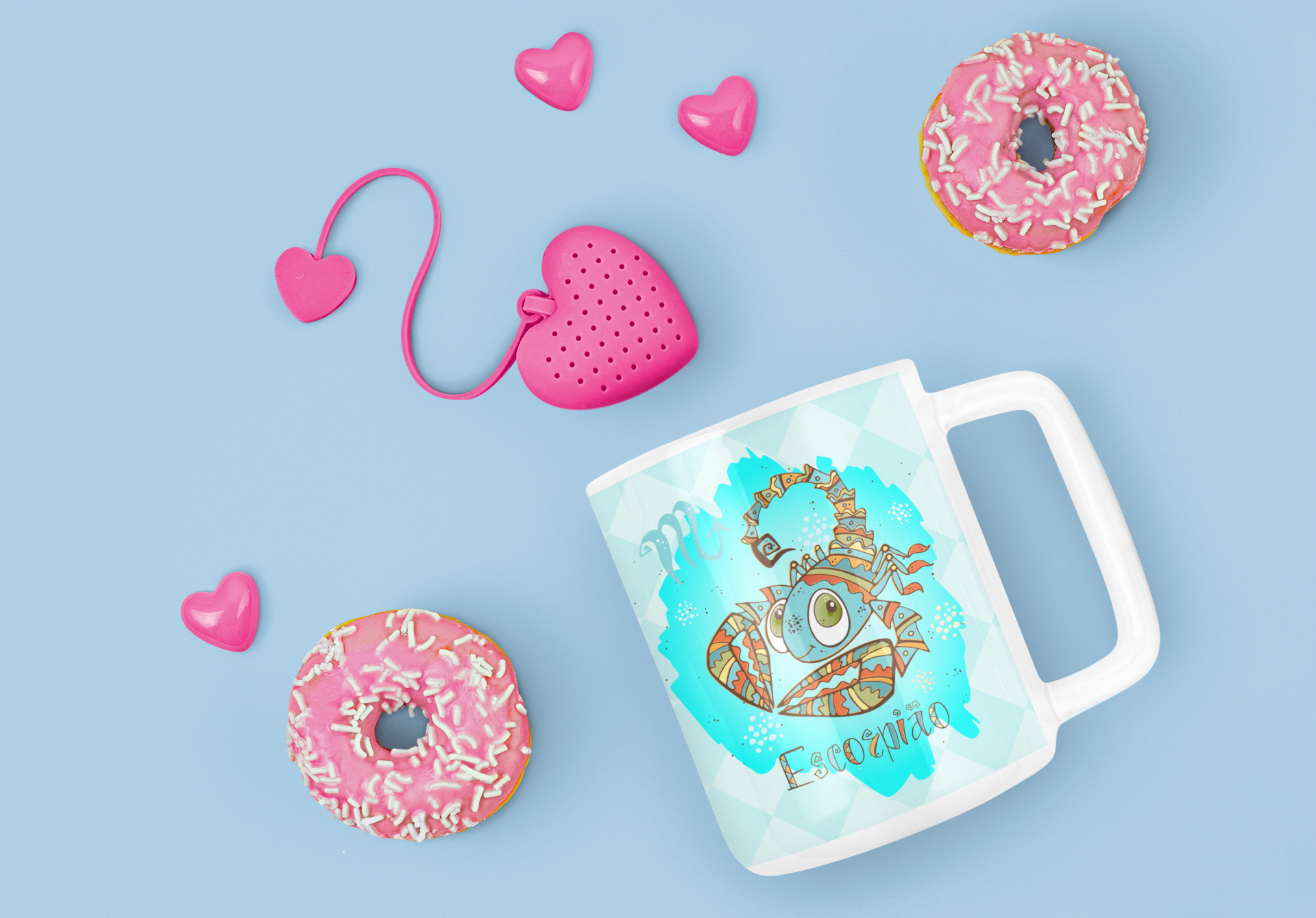 Cute Doodle Zodiac Mug Sublimation PNG Bundle | Whimsical Astrology Coffee Cup Wrap
