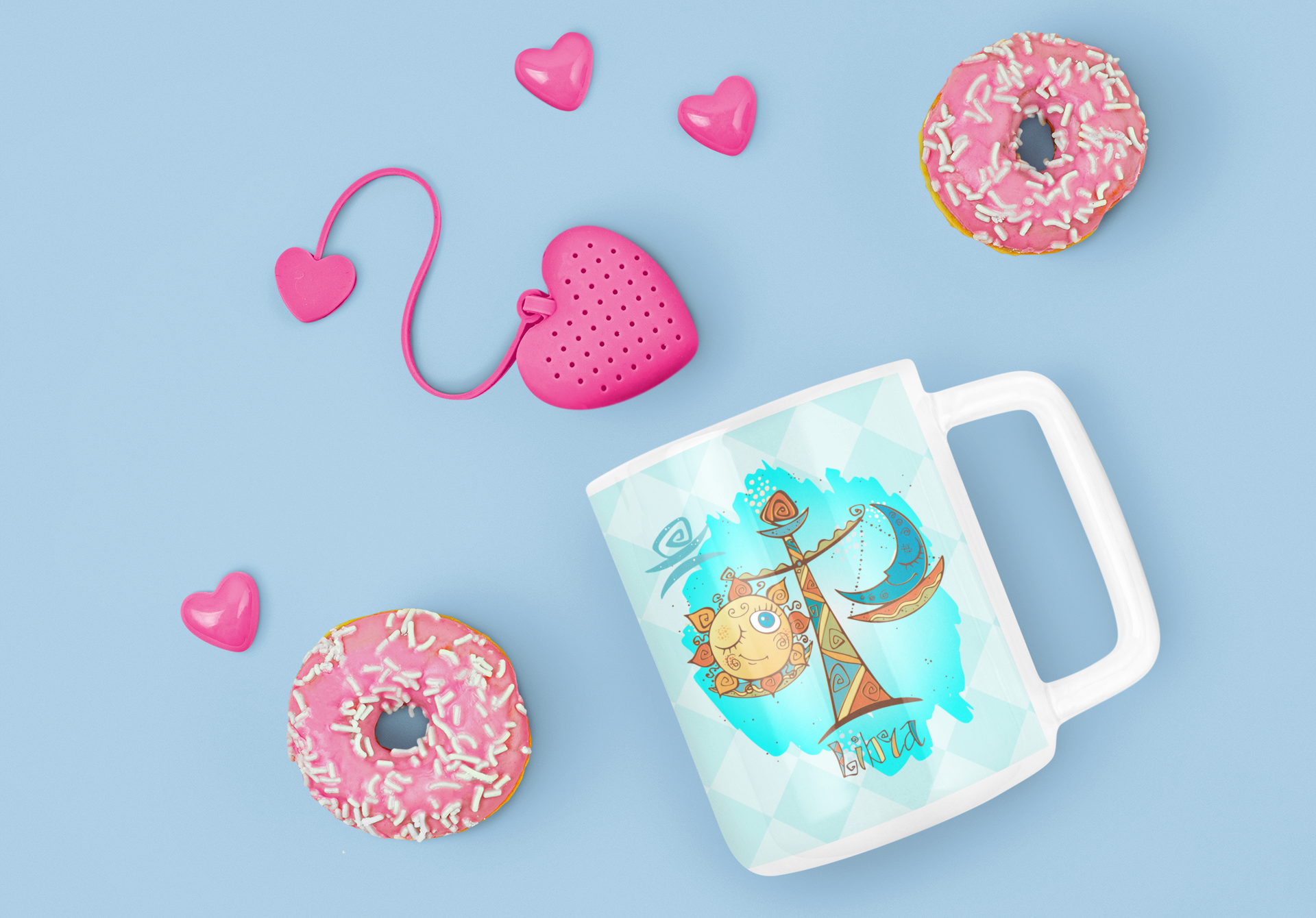 Cute Doodle Zodiac Mug Sublimation PNG Bundle | Whimsical Astrology Coffee Cup Wrap