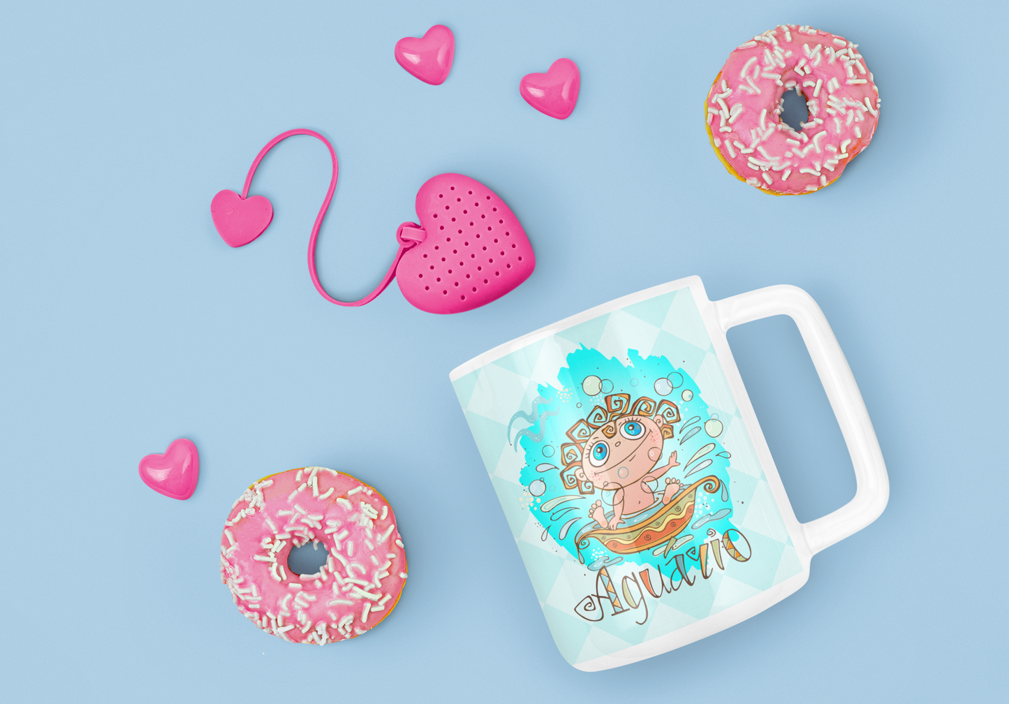 Cute Doodle Zodiac Mug Sublimation PNG Bundle | Whimsical Astrology Coffee Cup Wrap