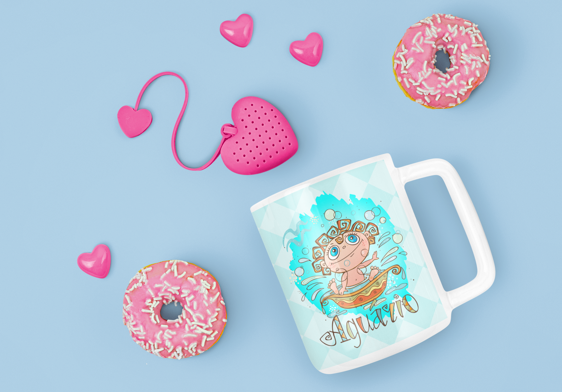 Cute Doodle Zodiac Mug Sublimation PNG Bundle | Whimsical Astrology Coffee Cup Wrap