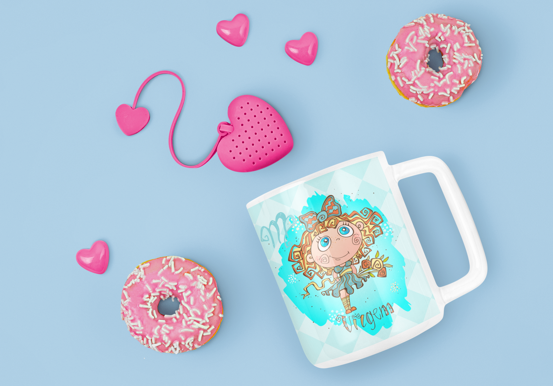 Cute Doodle Zodiac Mug Sublimation PNG Bundle | Whimsical Astrology Coffee Cup Wrap