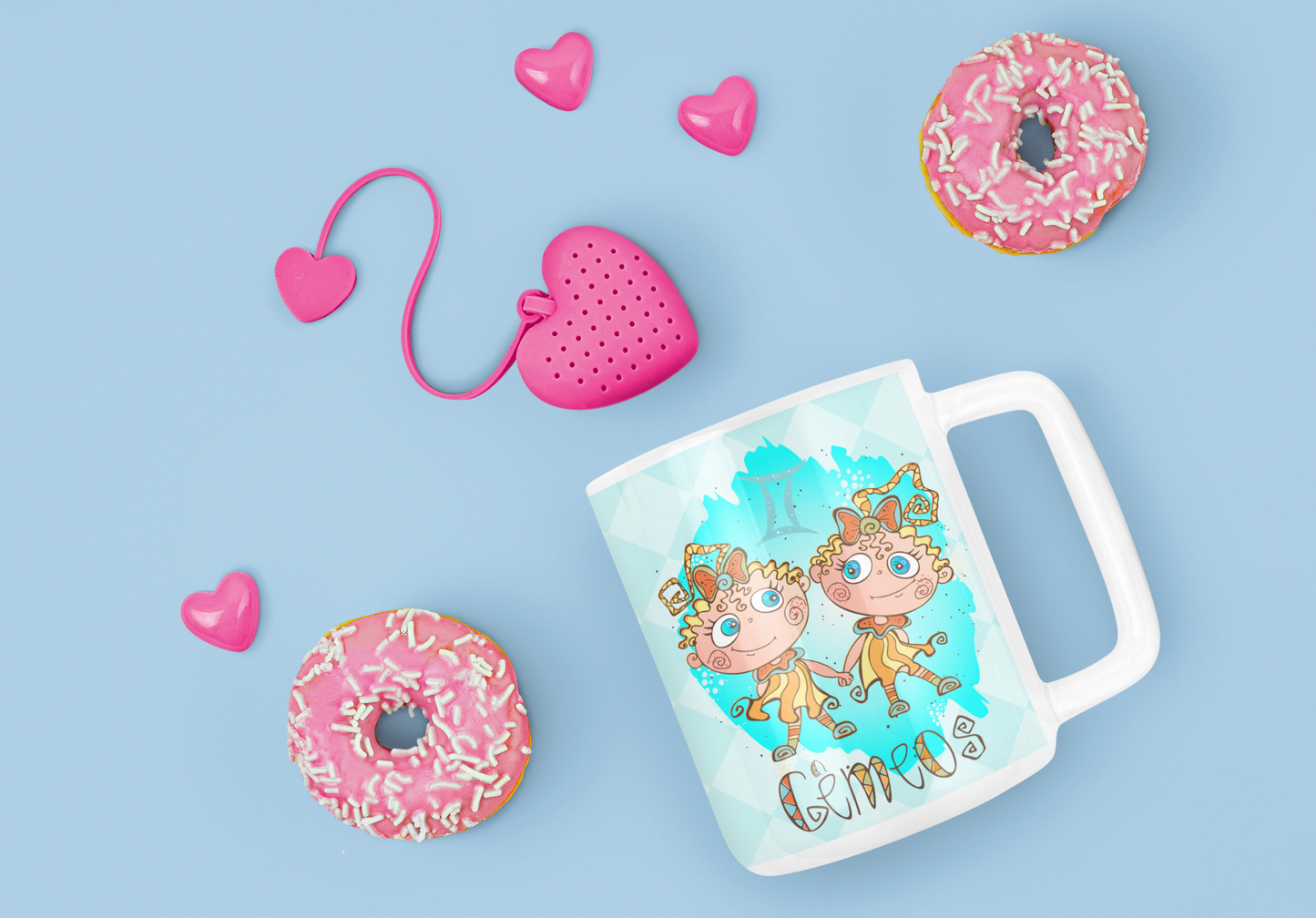 Cute Doodle Zodiac Mug Sublimation PNG Bundle | Whimsical Astrology Coffee Cup Wrap