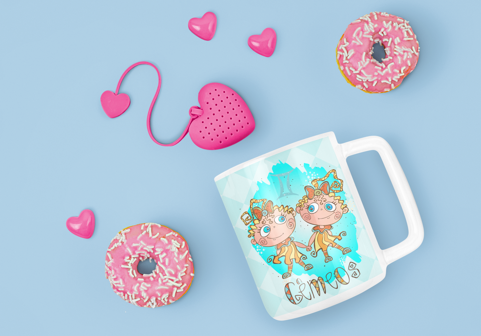 Cute Doodle Zodiac Mug Sublimation PNG Bundle | Whimsical Astrology Coffee Cup Wrap