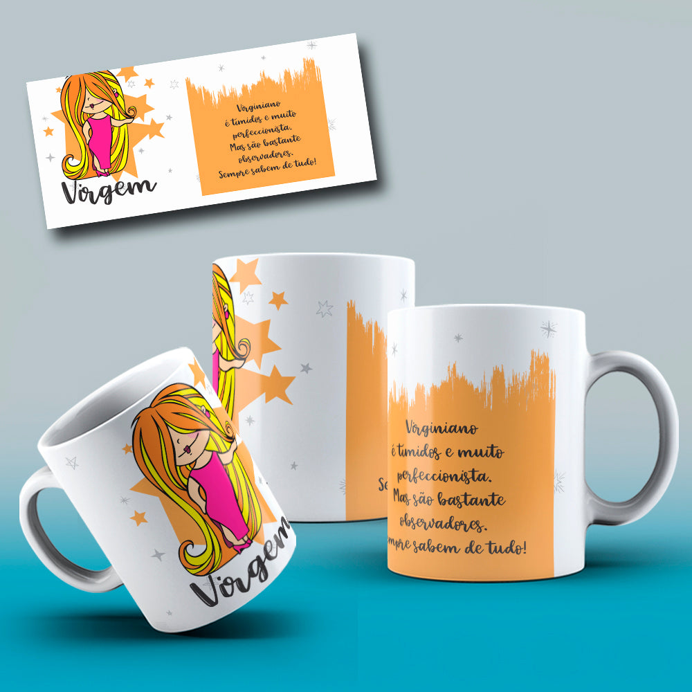 Cute Zodiac Mug Sublimation PNG Bundle | Astrology Signs Coffee Cup Wrap