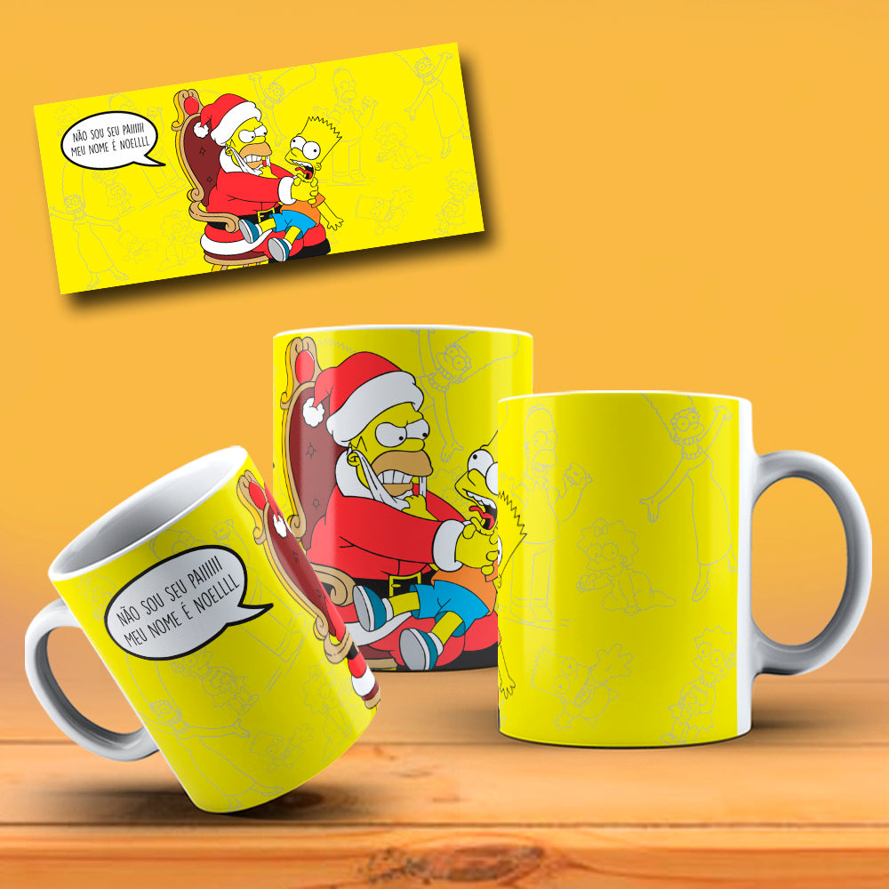 Funny Christmas Yellow Family Mug Sublimation PNG Bundle | Funny Holiday Cartoon Coffee Cup Wrap Template