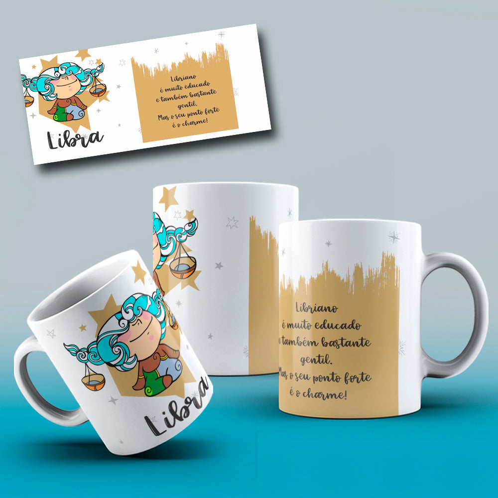 Cute Zodiac Mug Sublimation PNG Bundle | Astrology Signs Coffee Cup Wrap