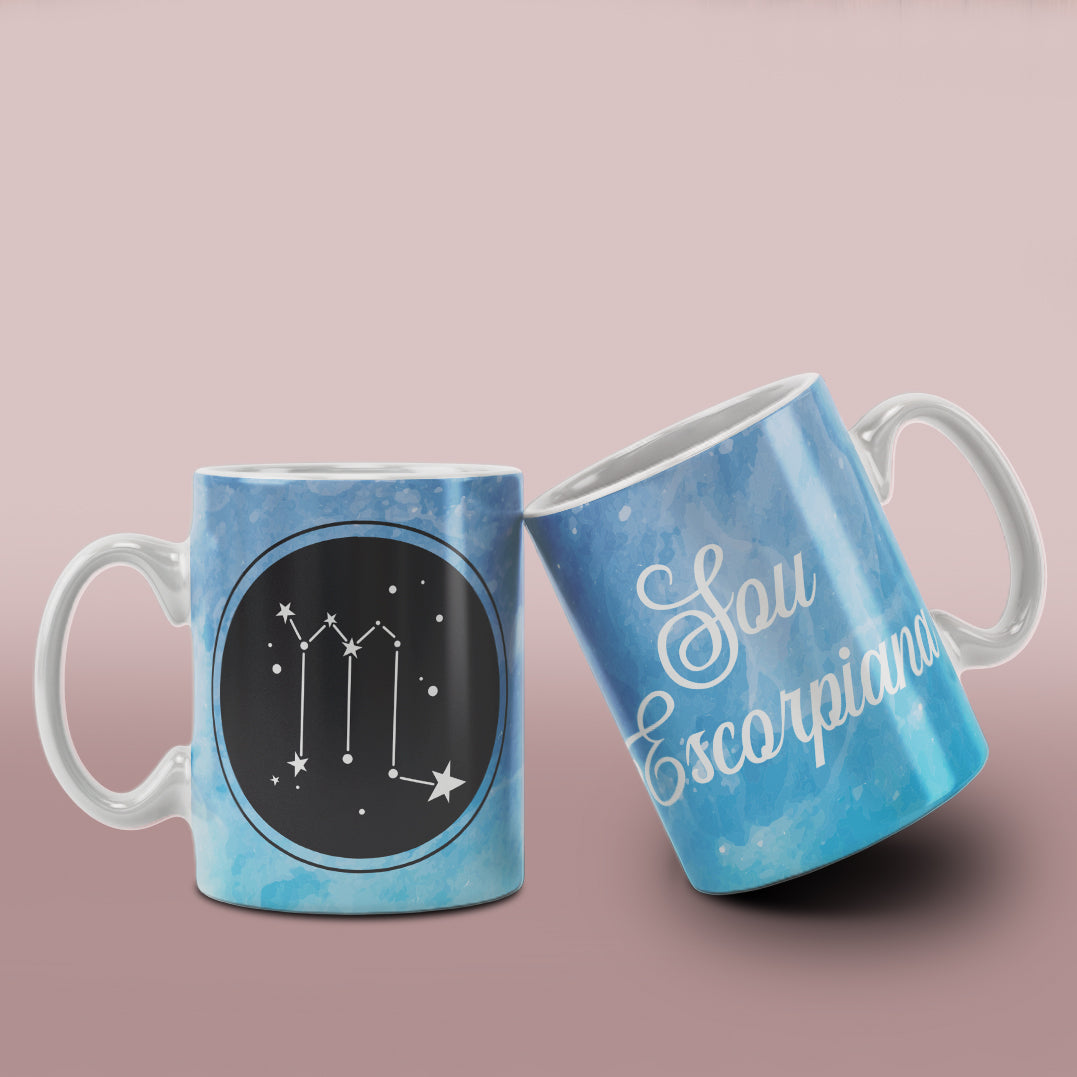 Zodiac Constellation Mug Sublimation PNG Bundle | Watercolor Astronomy Coffee Cup Wrap