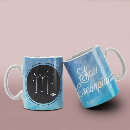 Zodiac Constellation Mug Sublimation PNG Bundle | Watercolor Astronomy Coffee Cup Wrap