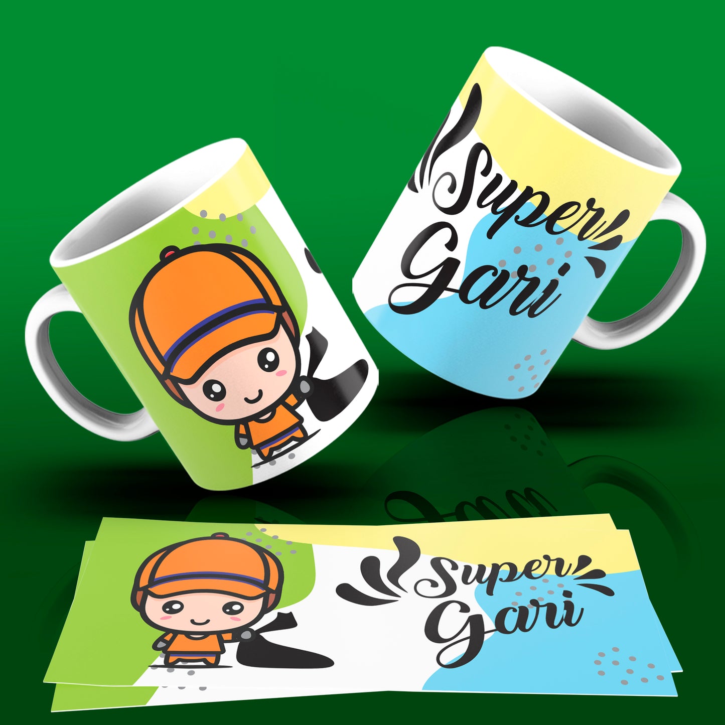 Cute Super Professions Mug Sublimation PNG Bundle | Chibi Superhero Career Coffee Cup Wrap