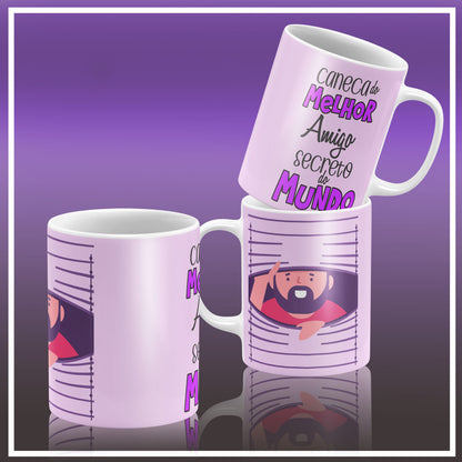 Secret Santa Portuguese Mug Sublimation PNG Bundle | Cute Amigo Secreto Coffee Cup Design Template
