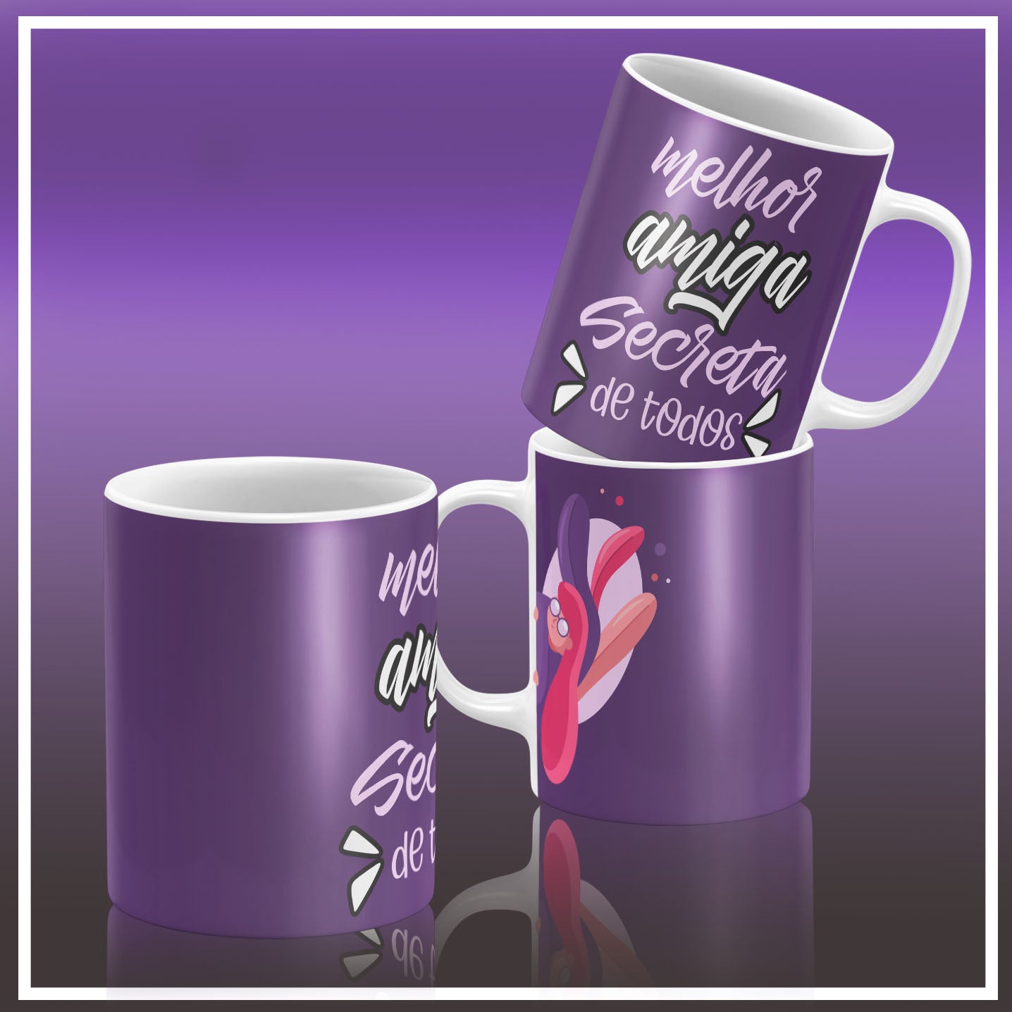 Secret Santa Portuguese Mug Sublimation PNG Bundle | Cute Amigo Secreto Coffee Cup Design Template