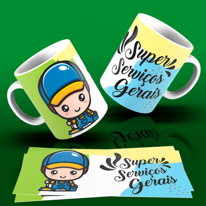 Cute Super Professions Mug Sublimation PNG Bundle | Chibi Superhero Career Coffee Cup Wrap