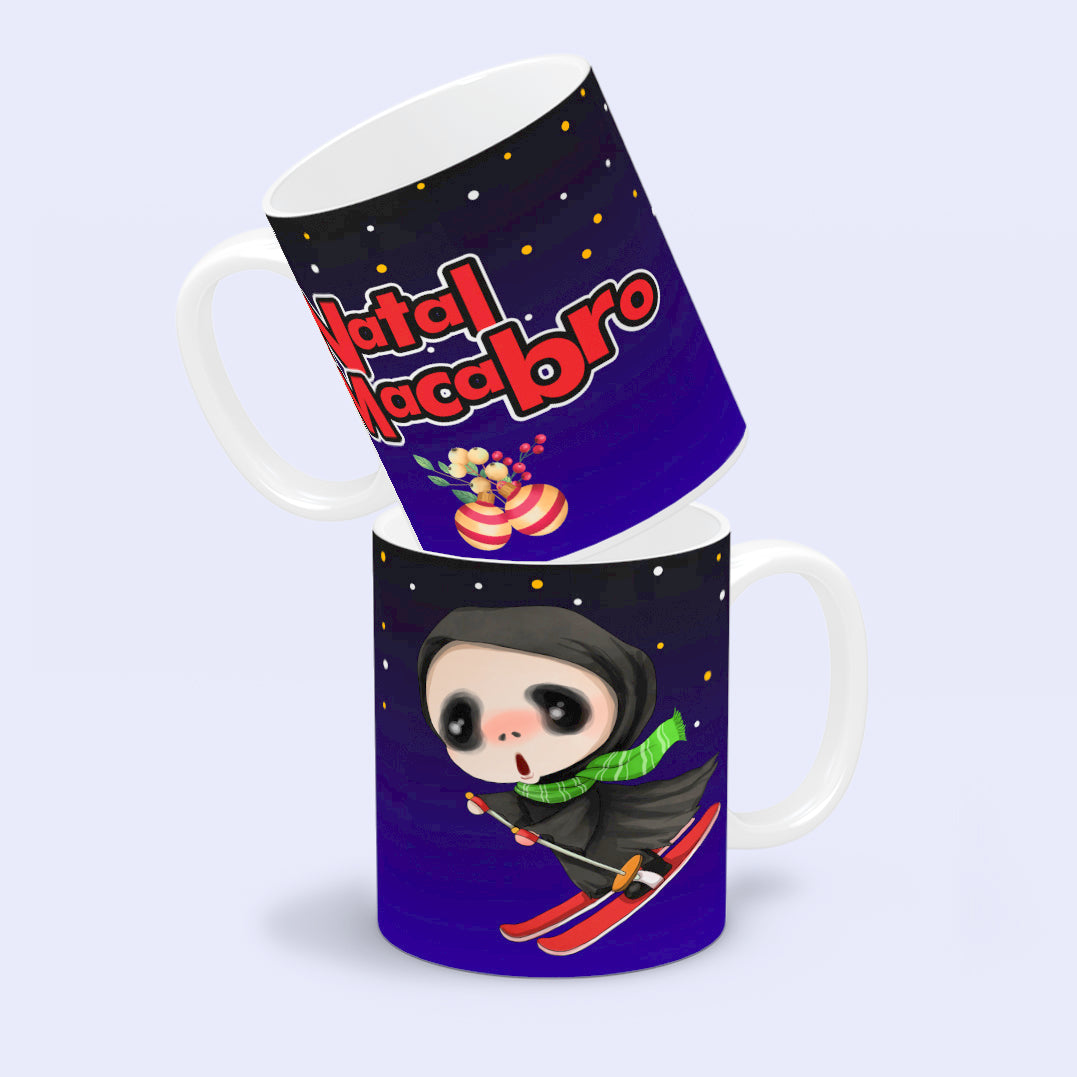 Cute Horror Christmas Mug Sublimation PNG Bundle | Chibi Horror Villains Natal Macabro Coffee Cup Design