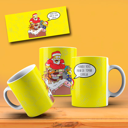 Funny Christmas Yellow Family Mug Sublimation PNG Bundle | Funny Holiday Cartoon Coffee Cup Wrap Template