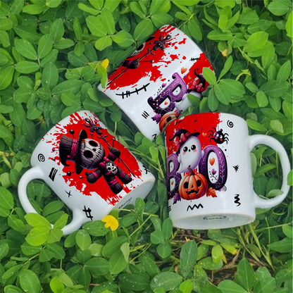 Cute Voodoo Doll Mug Sublimation PNG Bundle | Halloween Creepy Doll Mug Wrap 11oz 15oz Template