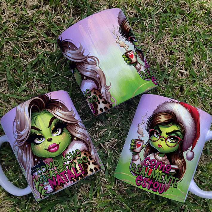 Sassy Christmas Mug Sublimation Bundle | Funny Holiday PNG | Sarcastic Xmas Grinch Style Design | Cute Attitude Mug Wrap
