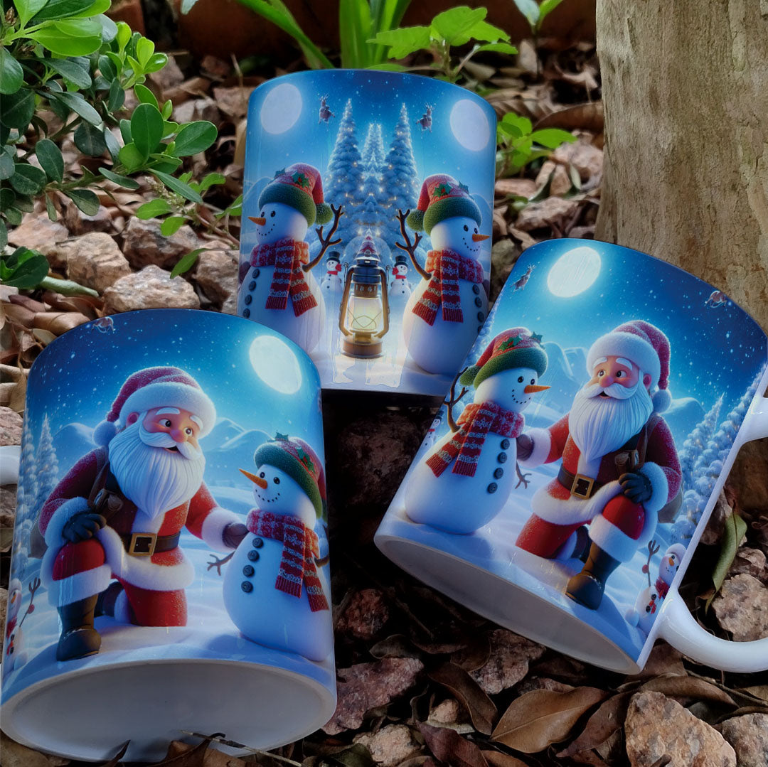Christmas Mug Sublimation Design Bundle | Santa Cozy Fireplace Wrap PNG | Festive Coffee Cup Transfer