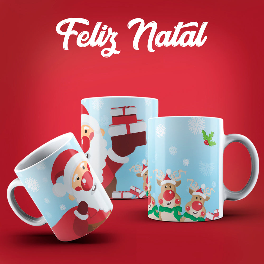 Cute Christmas Mug Sublimation PNG Bundle | Festive Santa Cats Reindeer Elves Coffee Cup Wrap PNG