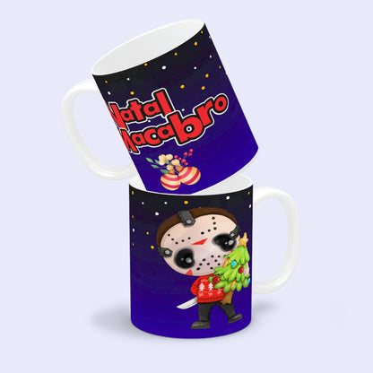 Cute Horror Christmas Mug Sublimation PNG Bundle | Chibi Horror Villains Natal Macabro Coffee Cup Design