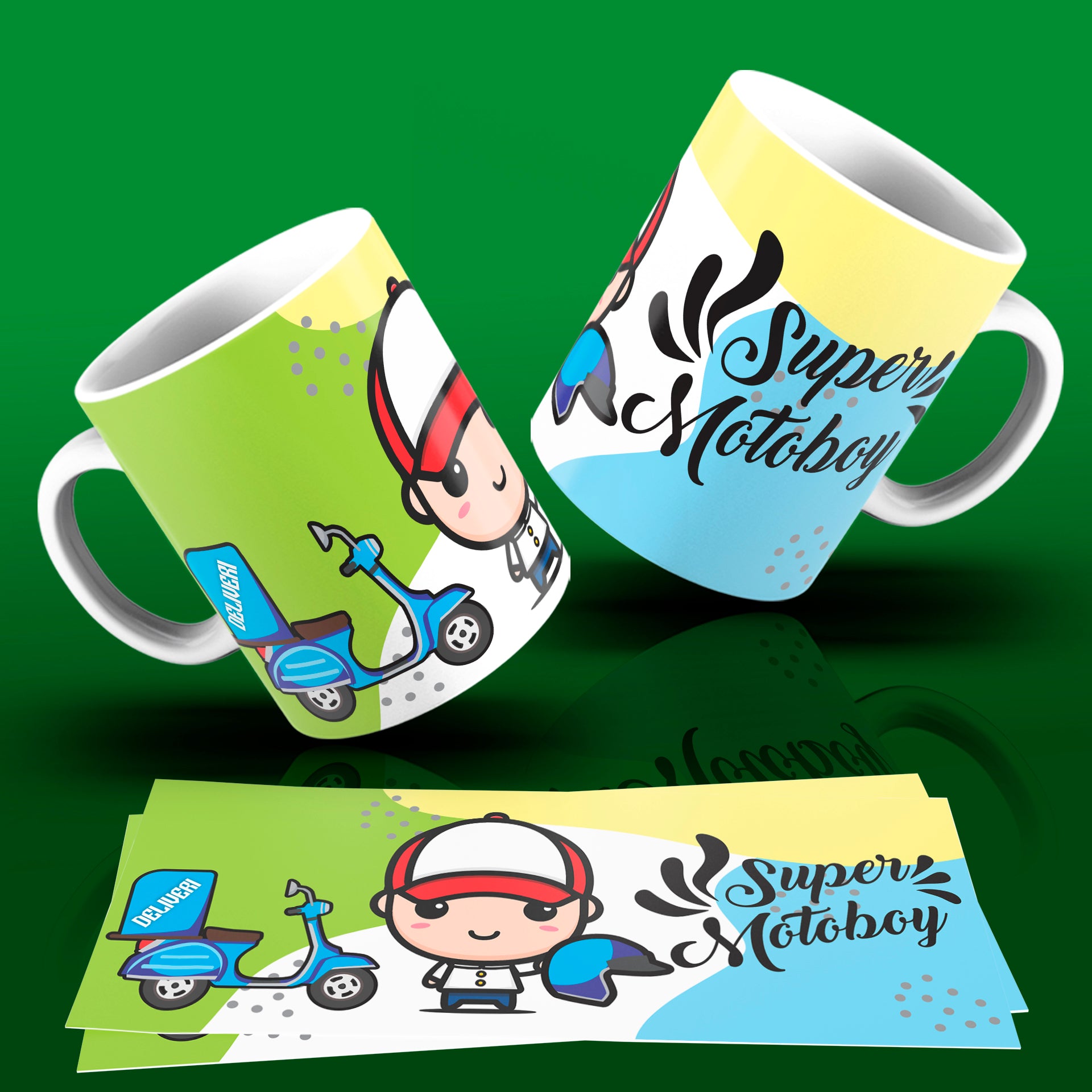 Cute Super Professions Mug Sublimation PNG Bundle | Chibi Superhero Career Coffee Cup Wrap